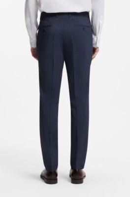 Micro-patterned slim-fit suit in stretch cloth, Dark Blue