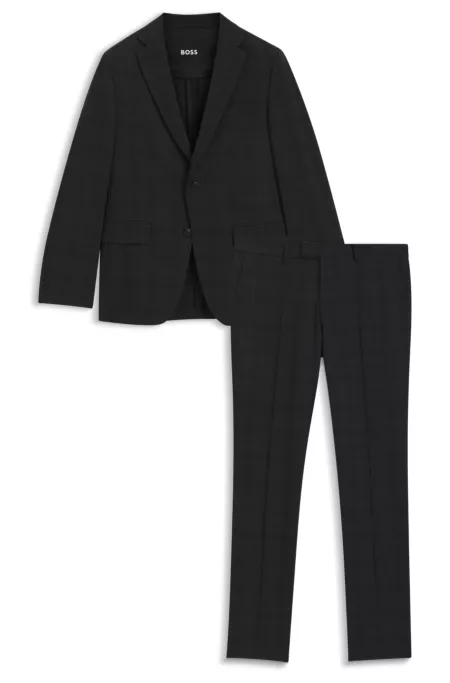 Checked slim-fit suit in stretch wool