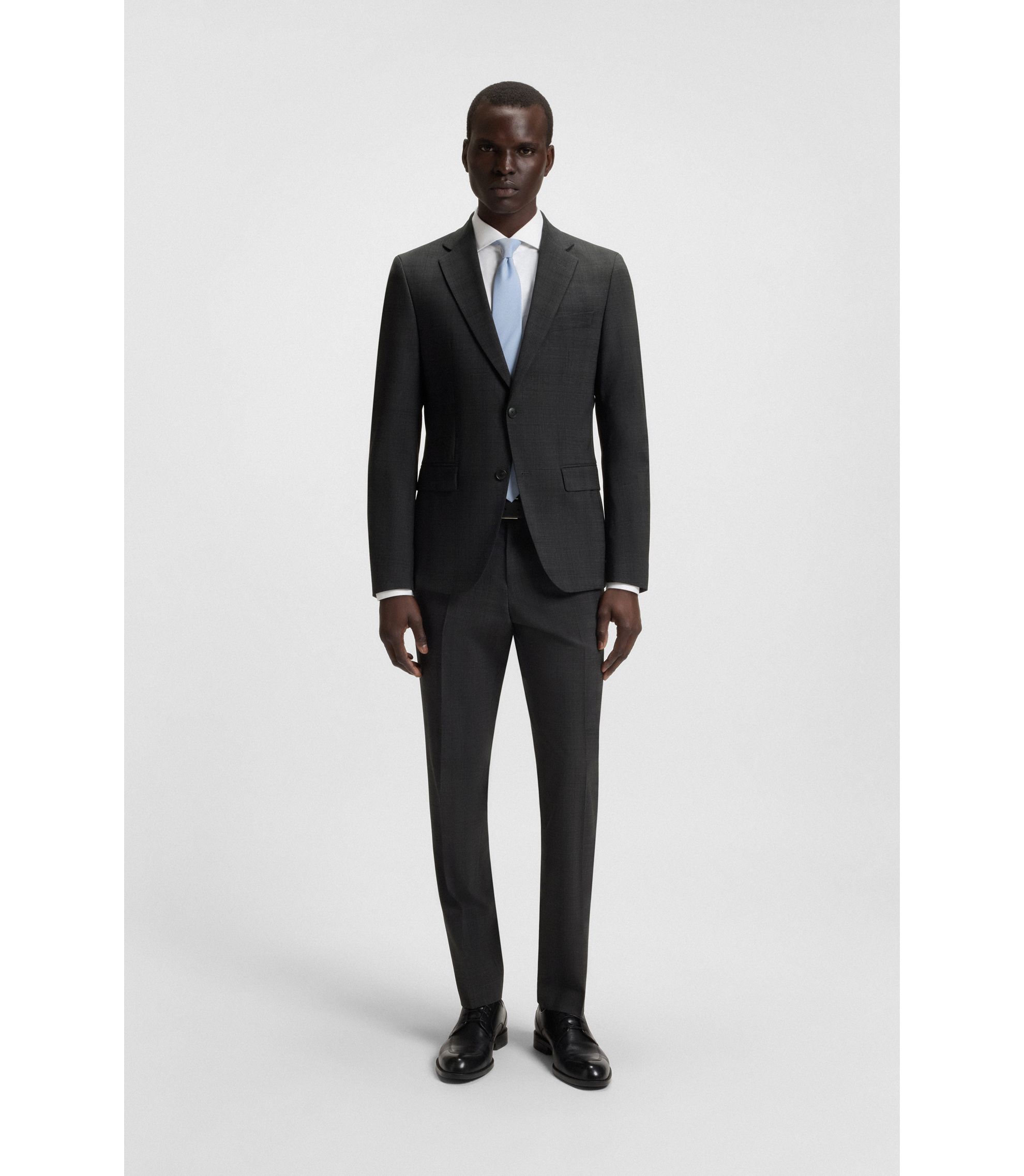 スーツ Hugo Boss Suit Set BOSS - Checked slim-fit suit in stretch wool - Black