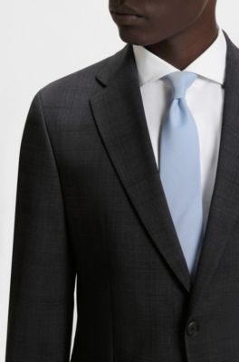 Costume Slim en laine stretch infroissable &agrave; carreaux, Noir