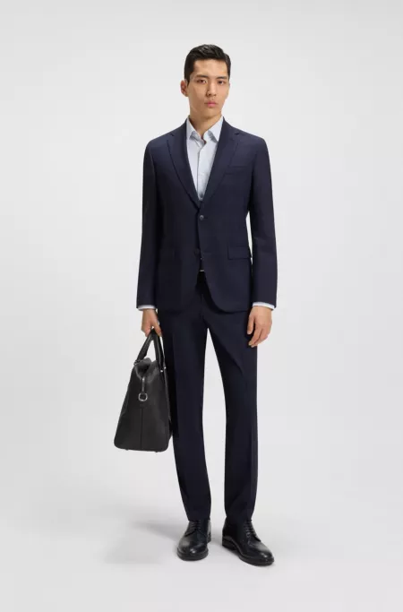 Checked slim-fit suit in stretch wool