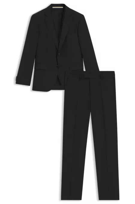 Micro-patterned slim-fit suit in stretch wool