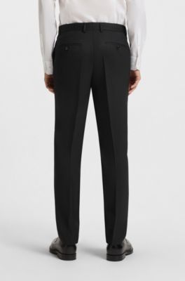 Micro-patterned slim-fit suit in stretch wool, Black