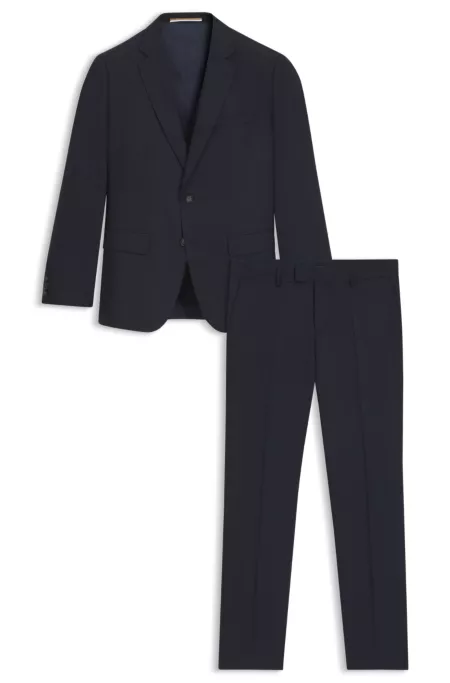 Micro-patterned slim-fit suit in stretch wool
