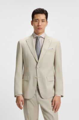 Slim-fit suit in checked stretch wool, White