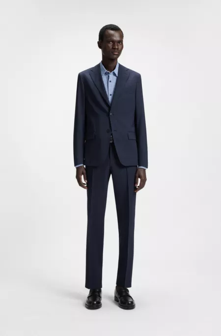 Patterned slim-fit suit in stretch wool