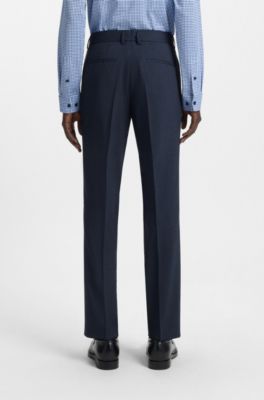 Traje slim fit de lana el&aacute;stica con estampado, Azul oscuro