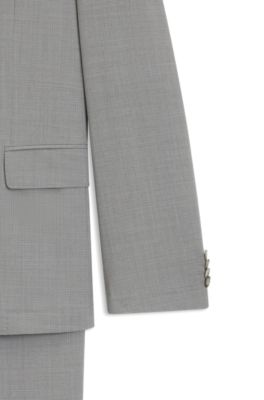 Costume Slim en tissu stretch lavable &agrave; micro motif, Gris chin&eacute;