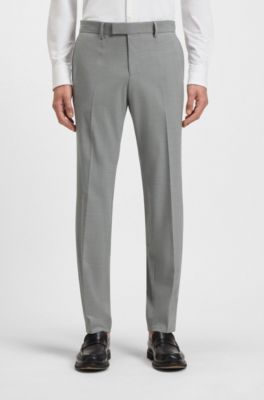 Costume Slim en tissu stretch lavable &agrave; micro motif, Gris chin&eacute;