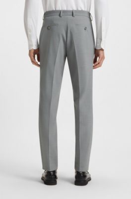Costume Slim en tissu stretch lavable &agrave; micro motif, Gris chin&eacute;