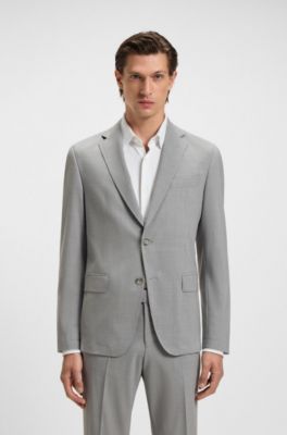 Costume Slim en tissu stretch lavable &agrave; micro motif, Gris chin&eacute;
