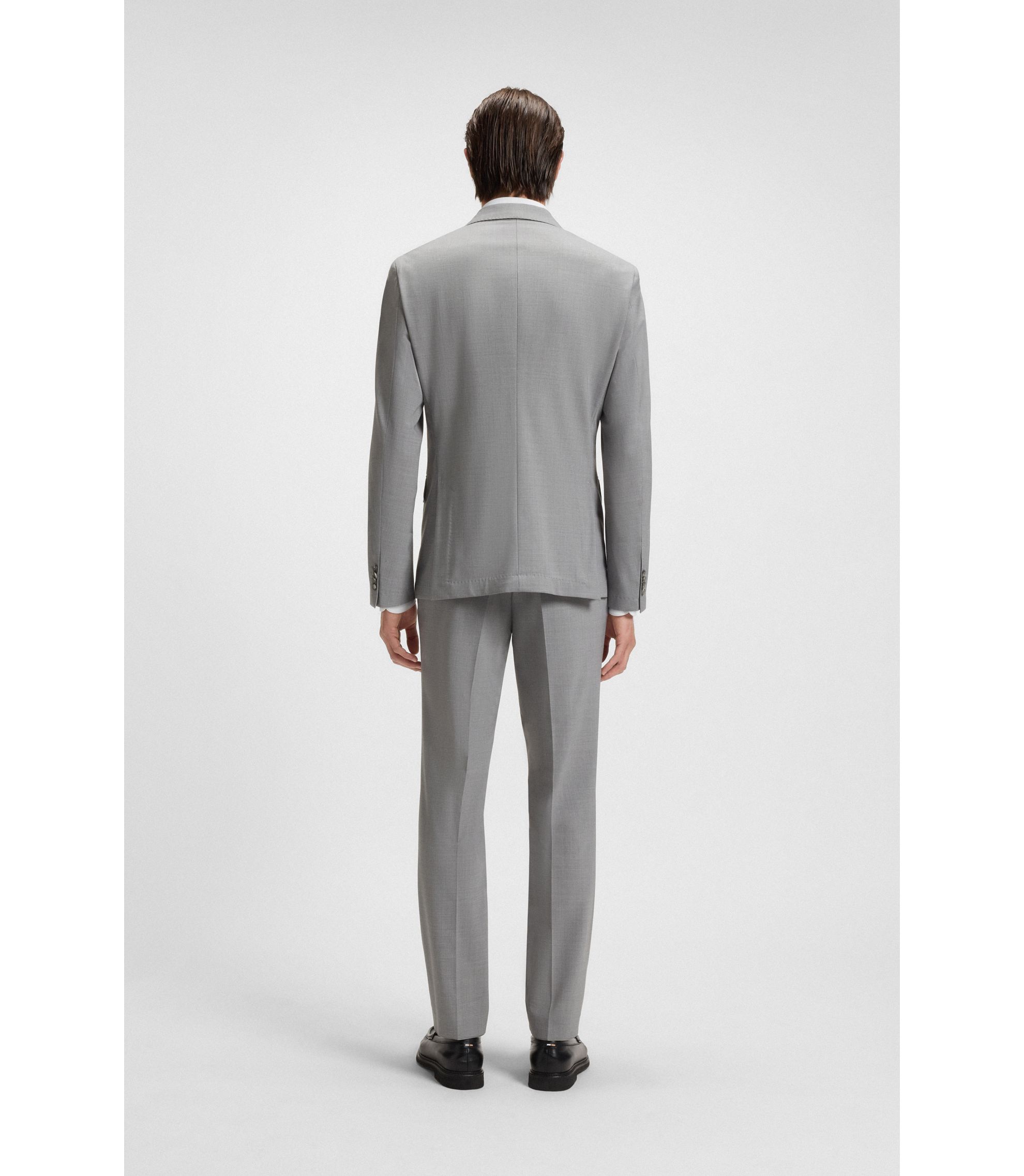 BOSS - Micro-patterned slim-fit suit in stretch cloth - Light Grey