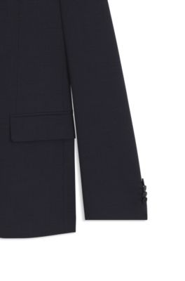 Micro-patterned slim-fit suit in stretch cloth, Dark Blue