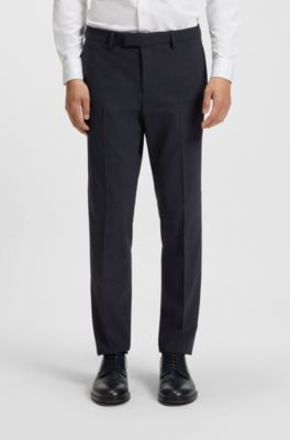 Micro-patterned slim-fit suit in stretch cloth, Dark Blue