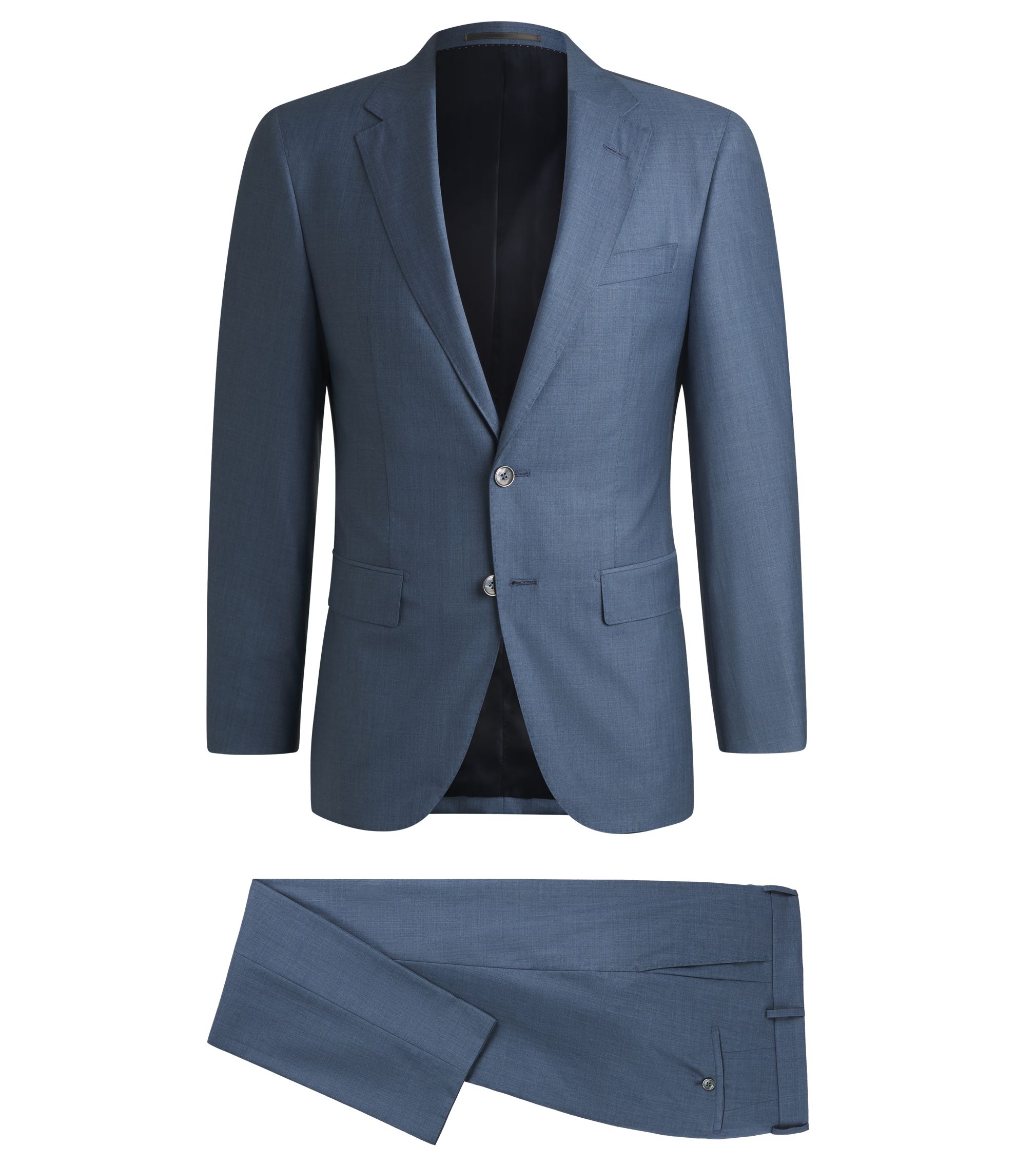 BOSS - Slim-fit suit in virgin wool and silk - Blue