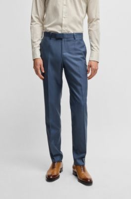 Costume slim en laine vierge et soie, Bleu