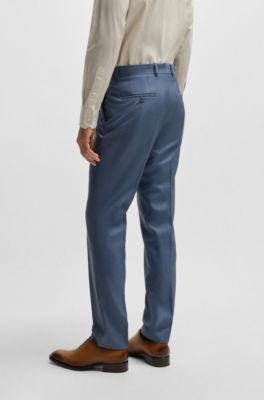 Costume slim en laine vierge et soie, Bleu