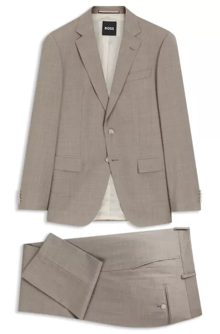 Melange slim-fit suit in virgin wool