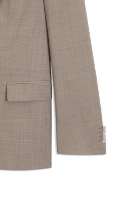 Costume Slim deux pi&egrave;ces en laine vierge chin&eacute;e, Beige clair