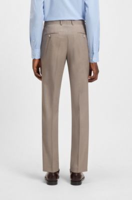 Costume Slim deux pi&egrave;ces en laine vierge chin&eacute;e, Beige clair