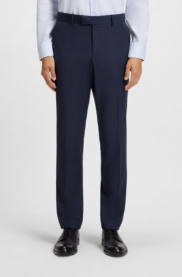 Melange slim-fit suit in virgin wool, Dark Blue