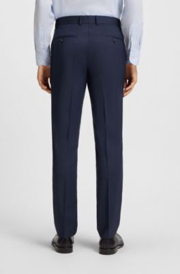 Melange slim-fit suit in virgin wool, Dark Blue