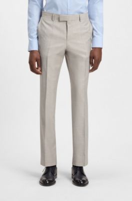 Micro-patterned slim-fit suit in virgin wool and silk, White