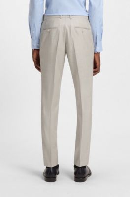 Micro-patterned slim-fit suit in virgin wool and silk, White