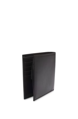 Logo-print wallet in leather, Dark Brown