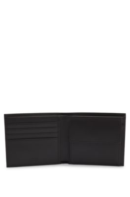 Portefeuille &agrave; deux volets en cuir avec logo imprim&eacute;, Marron fonc&eacute;