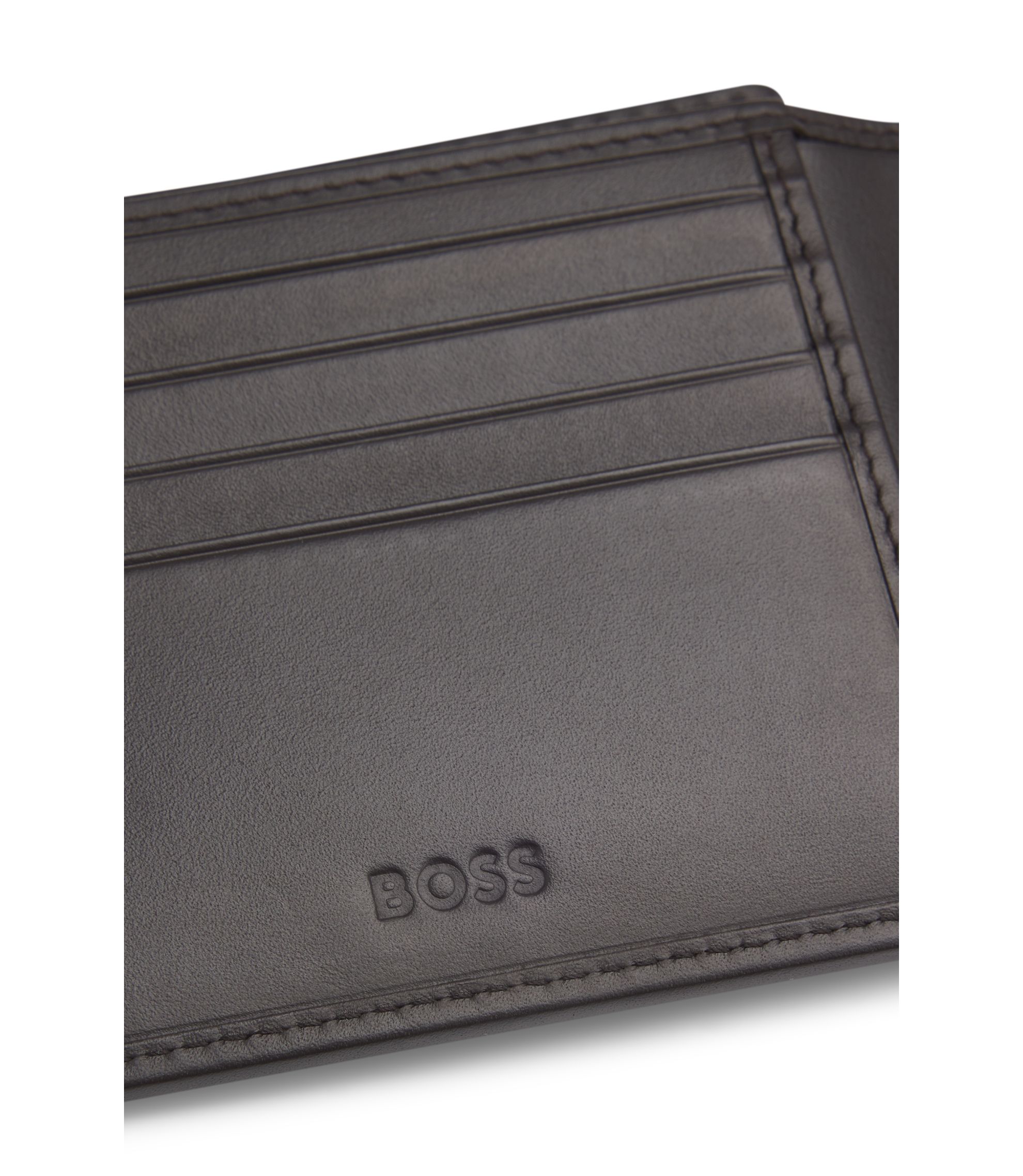 BOSS - Logo-print wallet in leather - Dark Brown