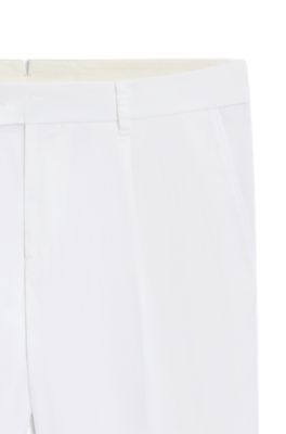 Slim-fit trousers in stretch cotton, White