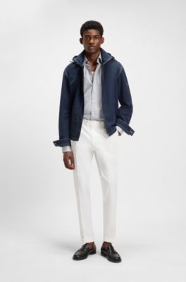 Slim-fit trousers in stretch cotton, White