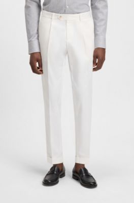 Slim-fit trousers in stretch cotton, White