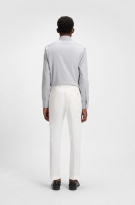 Slim-fit trousers in stretch cotton, White