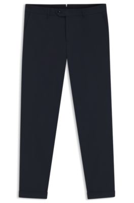 Pantalon Slim en coton stretch confortable, Bleu fonc&eacute;