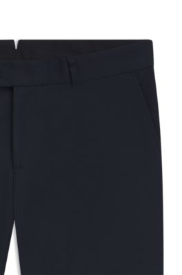 Slim-fit trousers in stretch cotton, Dark Blue