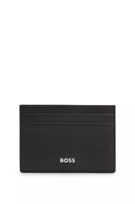 Logo-print card holder in leather