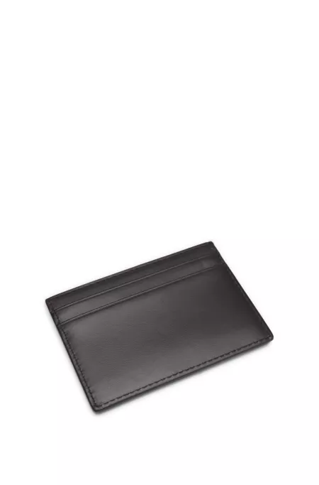 Logo-print card holder in leather