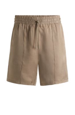 Relaxed-fit shorts in lustrous twill, Brown