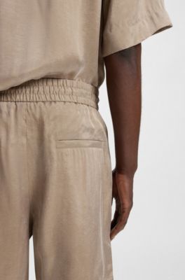 Relaxed-fit shorts in lustrous twill, Brown