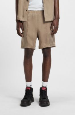 Short Relaxed en twill brillant, Marron