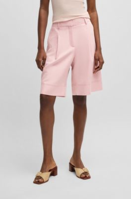 Formal shorts with front pleats, Pink