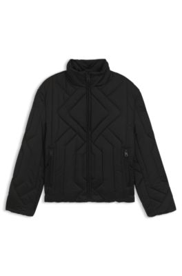 Quilted-satin jacket with water-repellent finish, Black