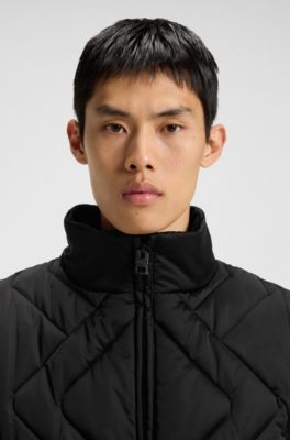 Quilted-satin jacket with water-repellent finish, Black
