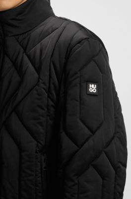 Quilted-satin jacket with water-repellent finish, Black