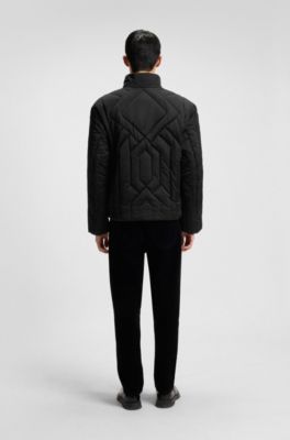 Quilted-satin jacket with water-repellent finish, Black