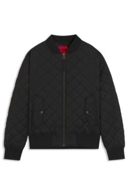 Quilted-satin jacket with water-repellent finish, Black