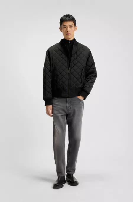 Quilted-satin jacket with water-repellent finish