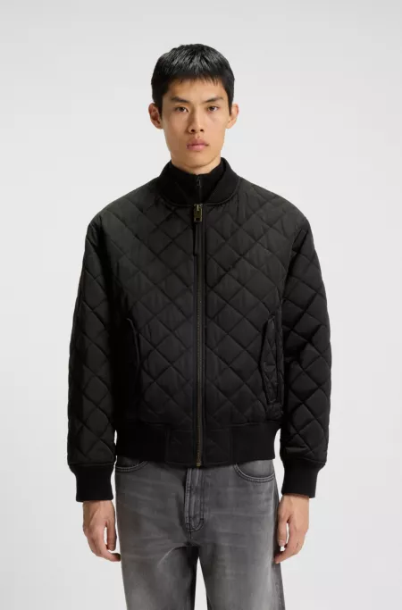 Quilted-satin jacket with water-repellent finish